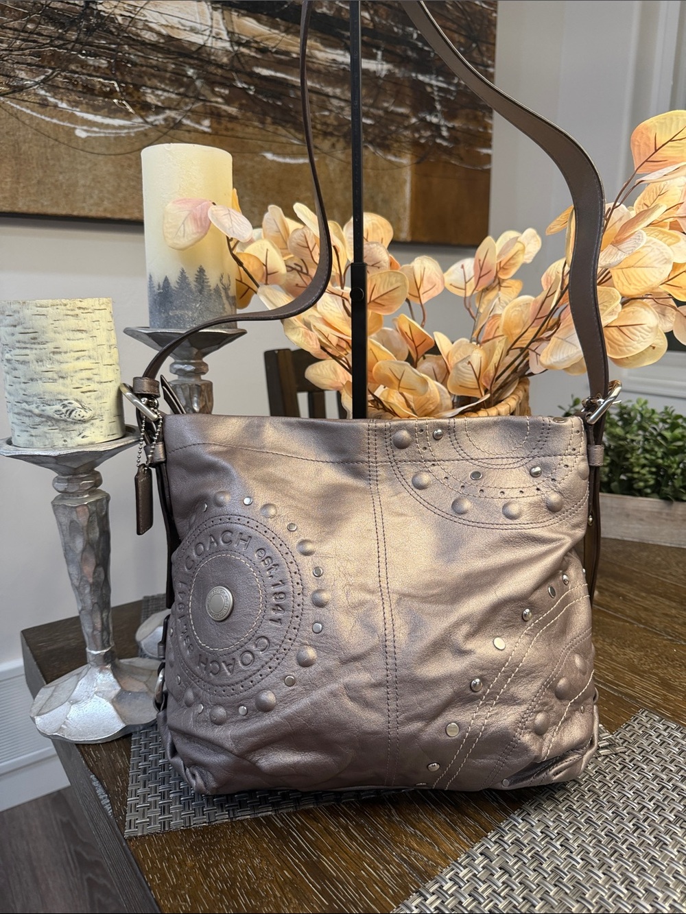 COACH Madison Studded Leather Shoulder Bag F16178